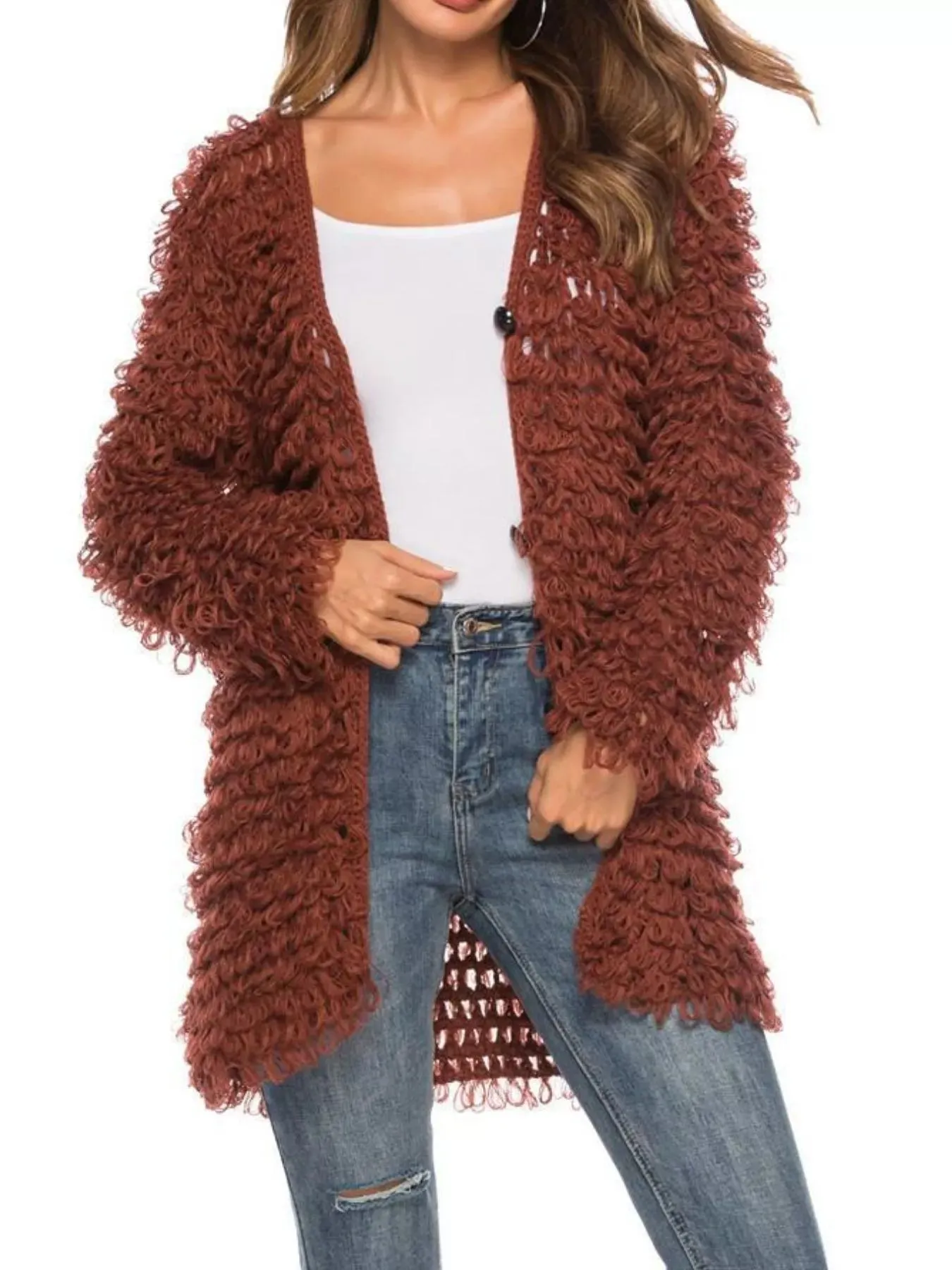 Textured Knit Button Up Cardigan sold by Charming Charlie