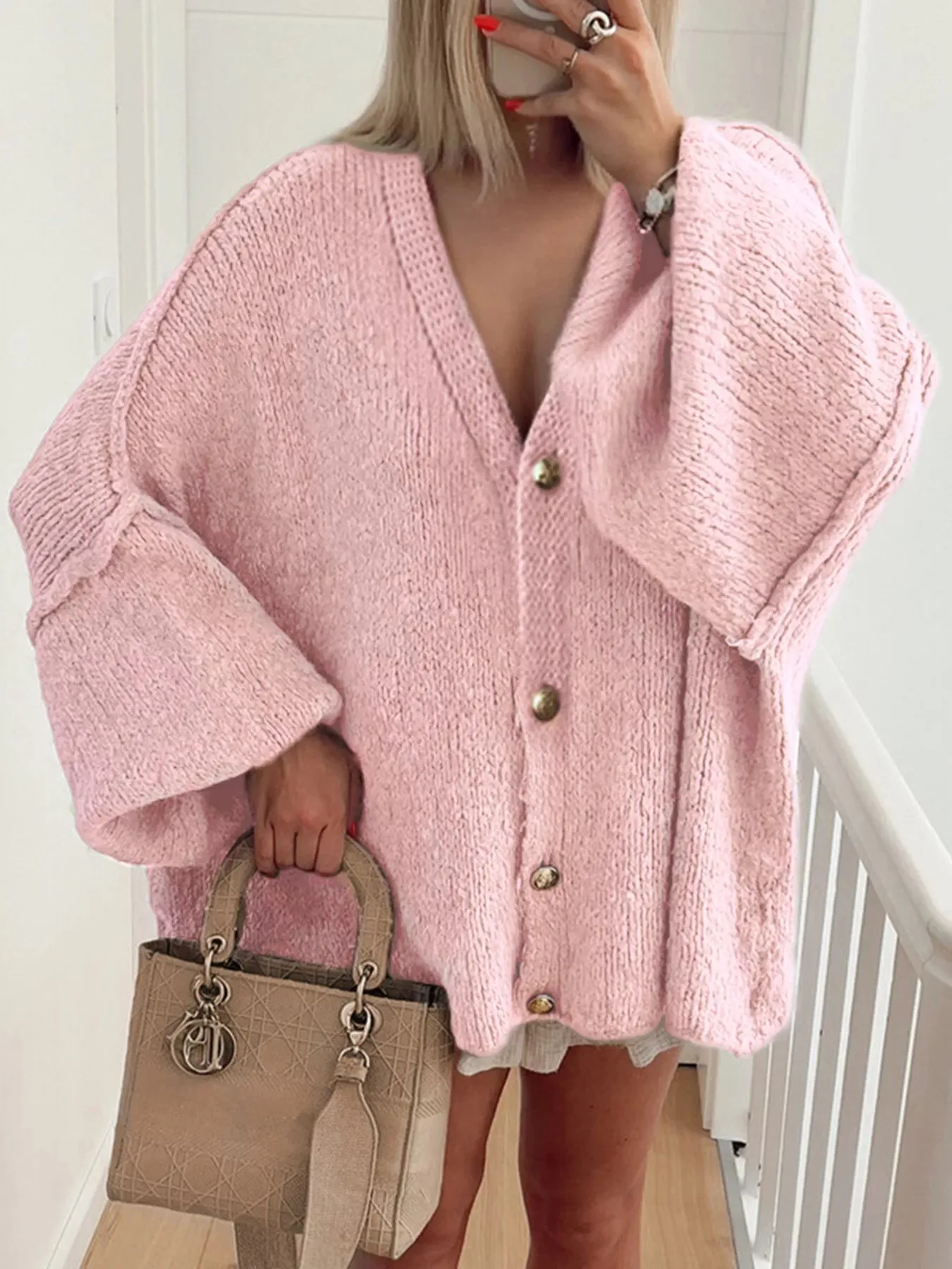 Oversized Knit Button Up Cardigan sold by Charming Charlie