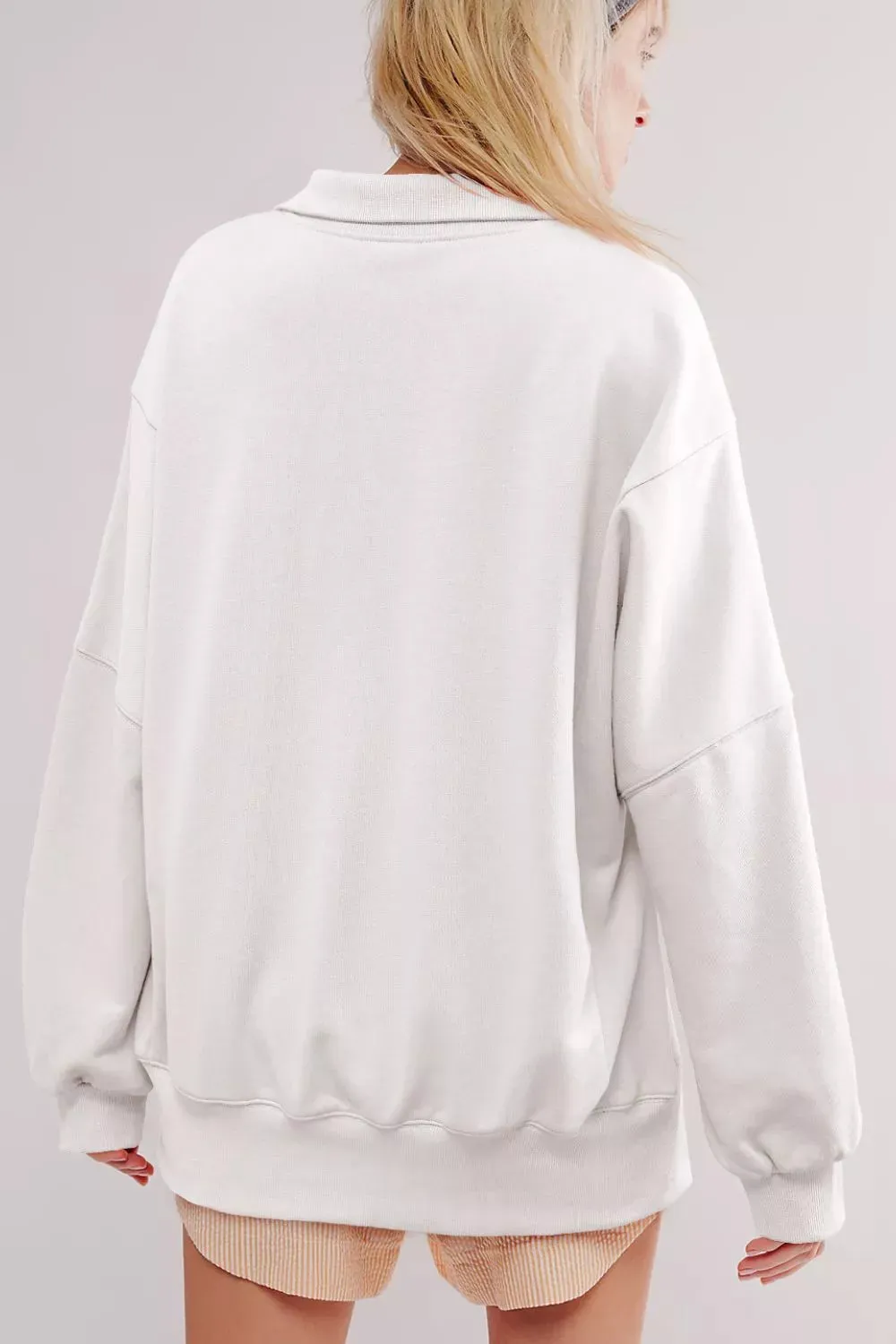 uttoned Collared Raw Detail High Low Baggy Sweatshirt with Slits sold by Charming Charlie product image thumbnail 4