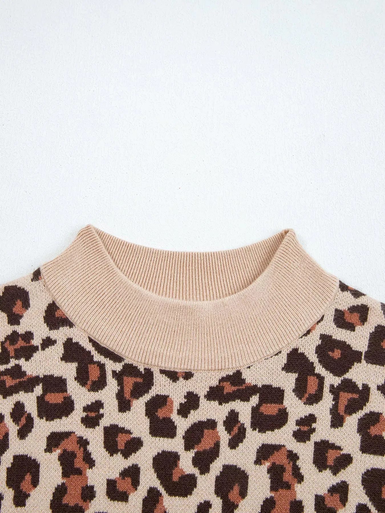 Leopard Print High Neck Shift Mini Sweater Dress sold by Charming Charlie product image thumbnail 5