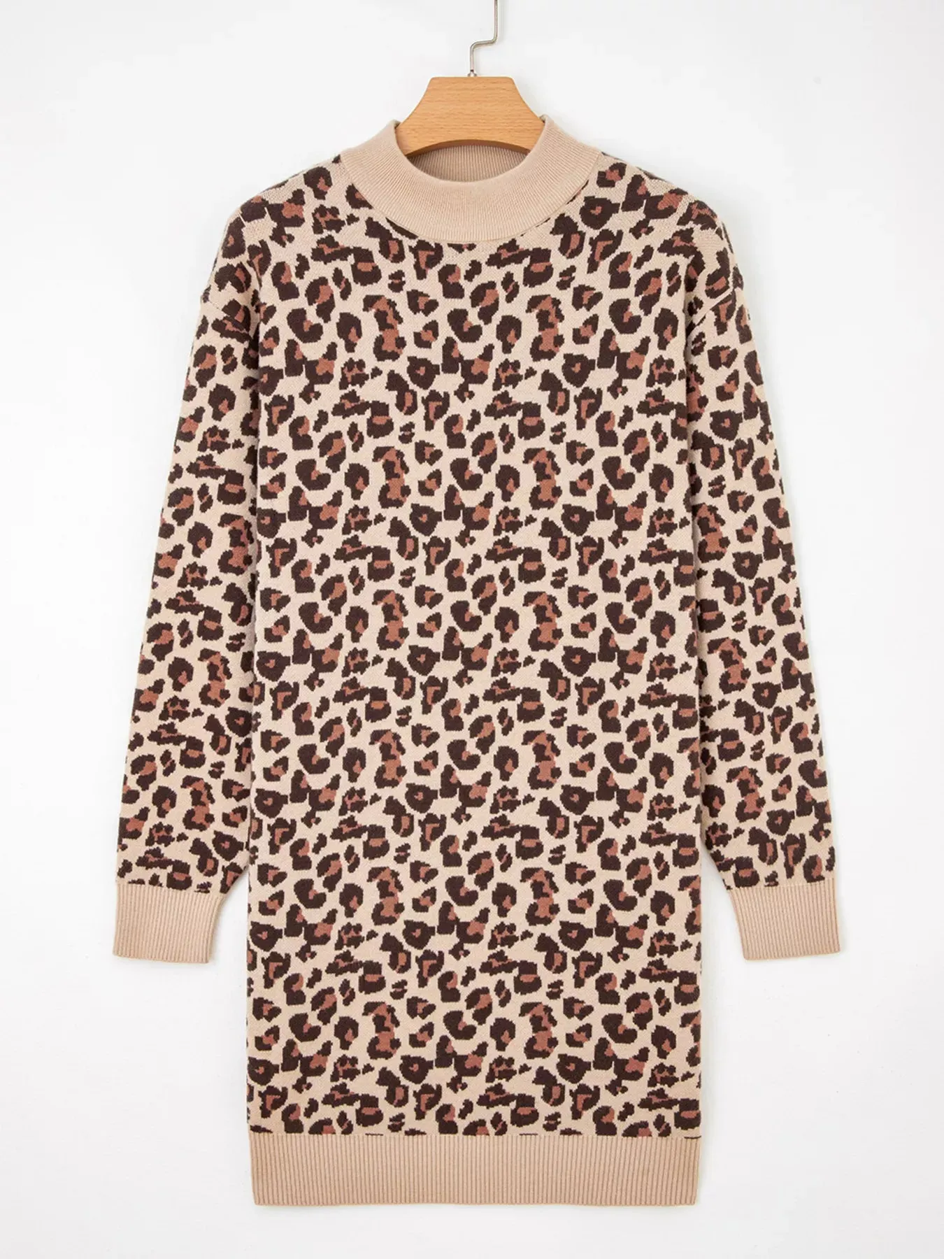 Leopard Print High Neck Shift Mini Sweater Dress sold by Charming Charlie product image thumbnail 3