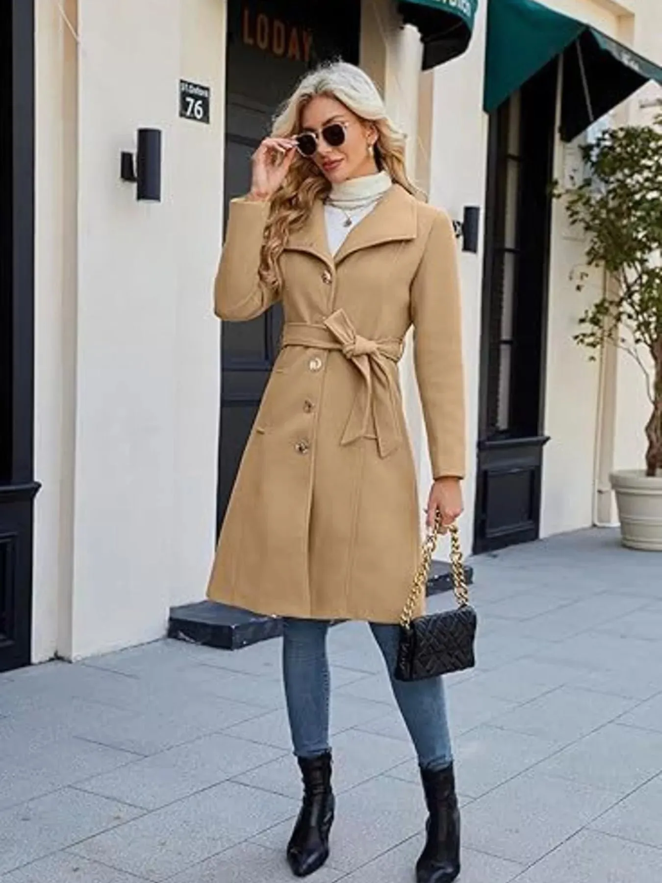 Single-Breasted Collared Neck Overcoat sold by Charming Charlie product image thumbnail 4