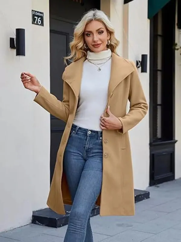 Single-Breasted Collared Neck Overcoat sold by Charming Charlie