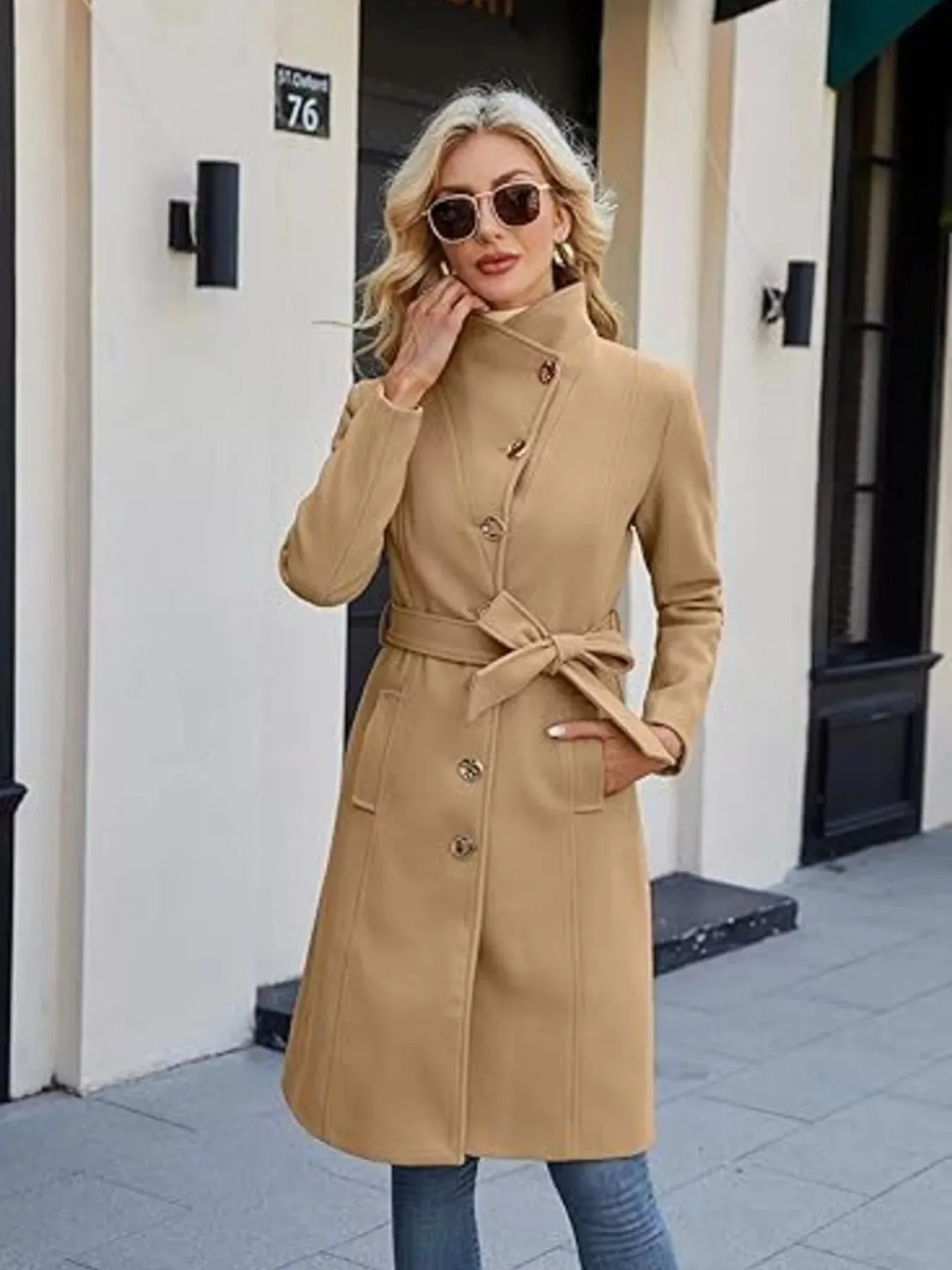 Single-Breasted Collared Neck Overcoat sold by Charming Charlie product image thumbnail 2