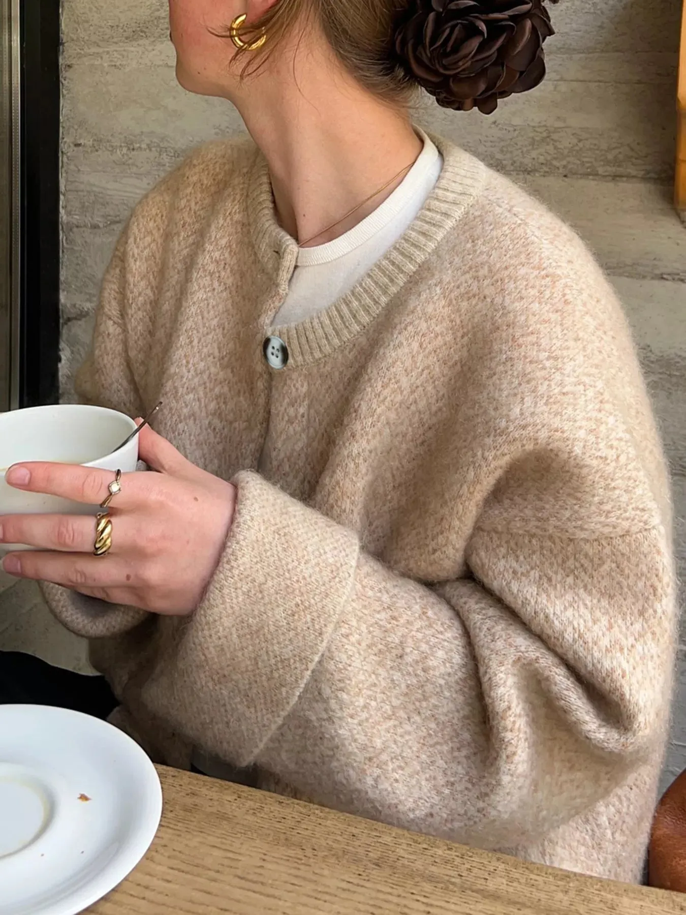 Textured Knit Button-Down Cardigan sold by Charming Charlie product image thumbnail 2