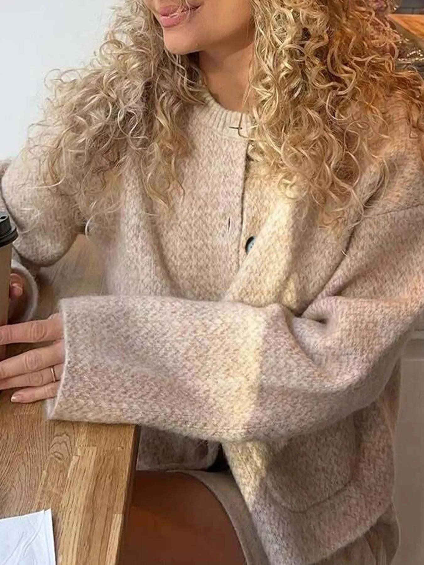 Textured Knit Button-Down Cardigan sold by Charming Charlie product image thumbnail 4