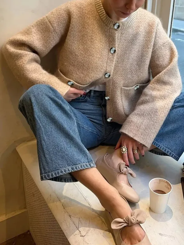 Textured Knit Button-Down Cardigan sold by Charming Charlie