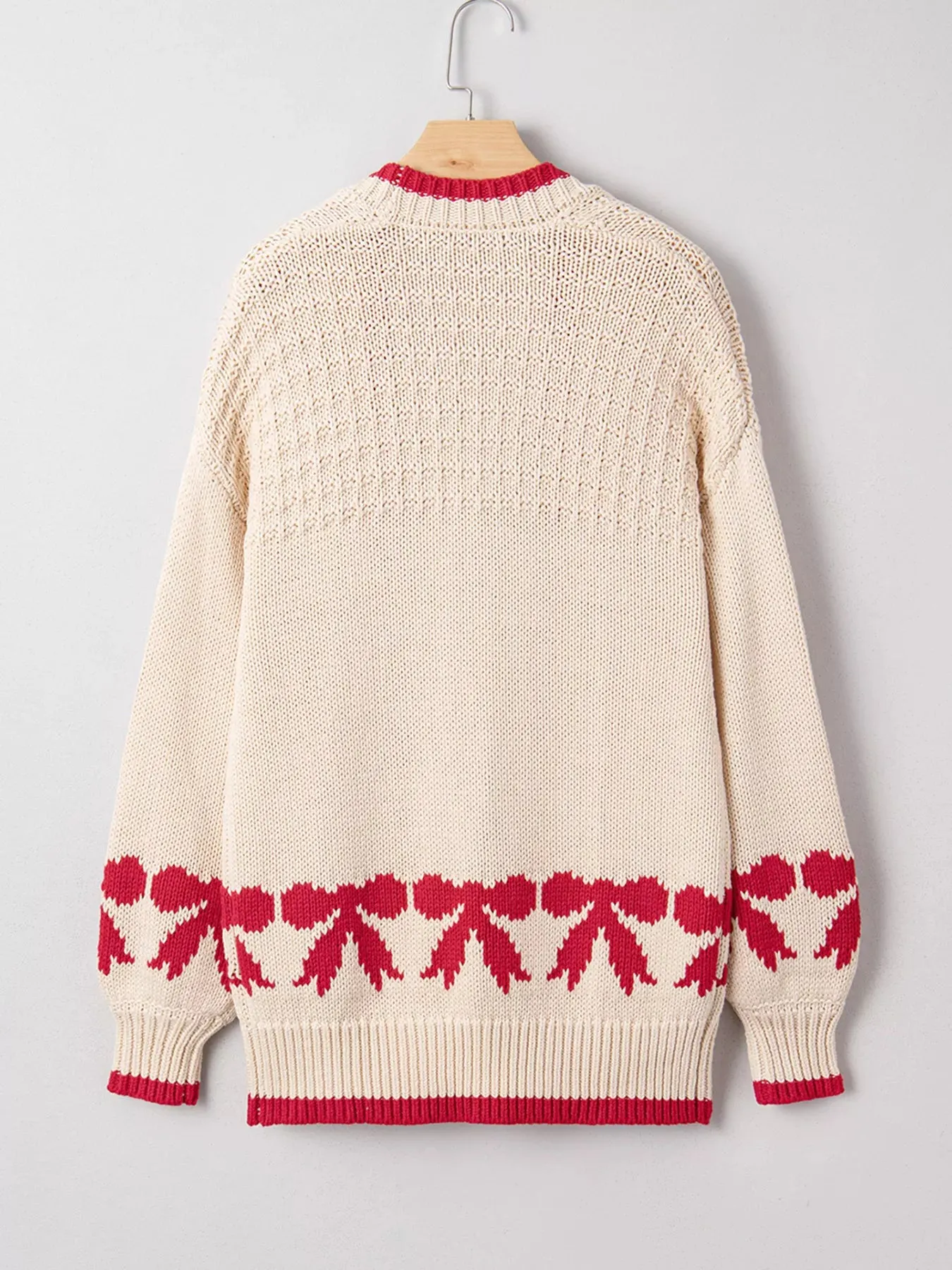 Bow Pattern Textured Open Front Baggy Cardigan sold by Charming Charlie product image thumbnail 4