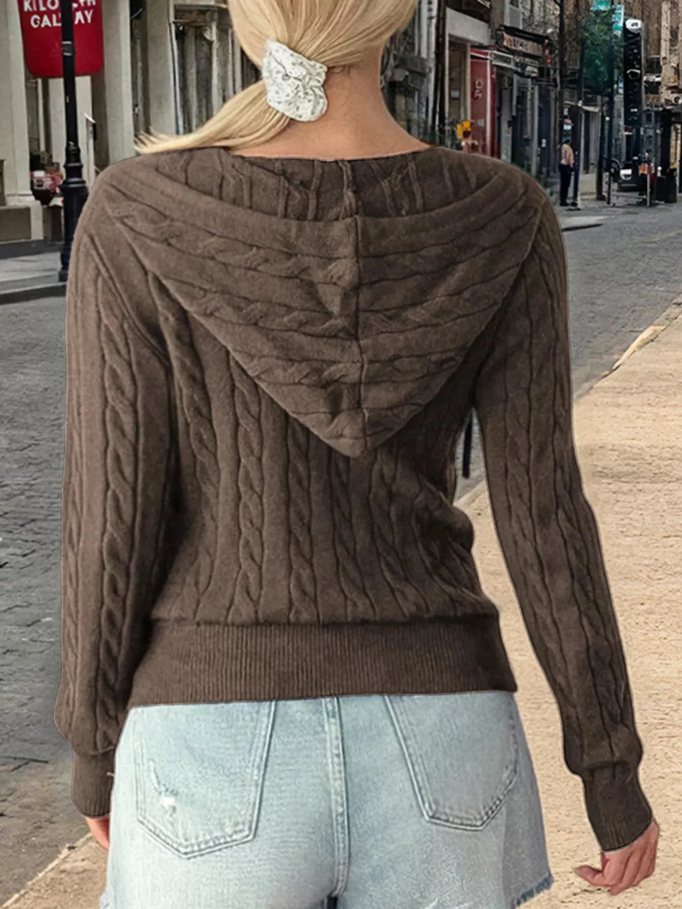 Cozy Cable-Knit Zip-Up Cardigan sold by Charming Charlie product image thumbnail 4