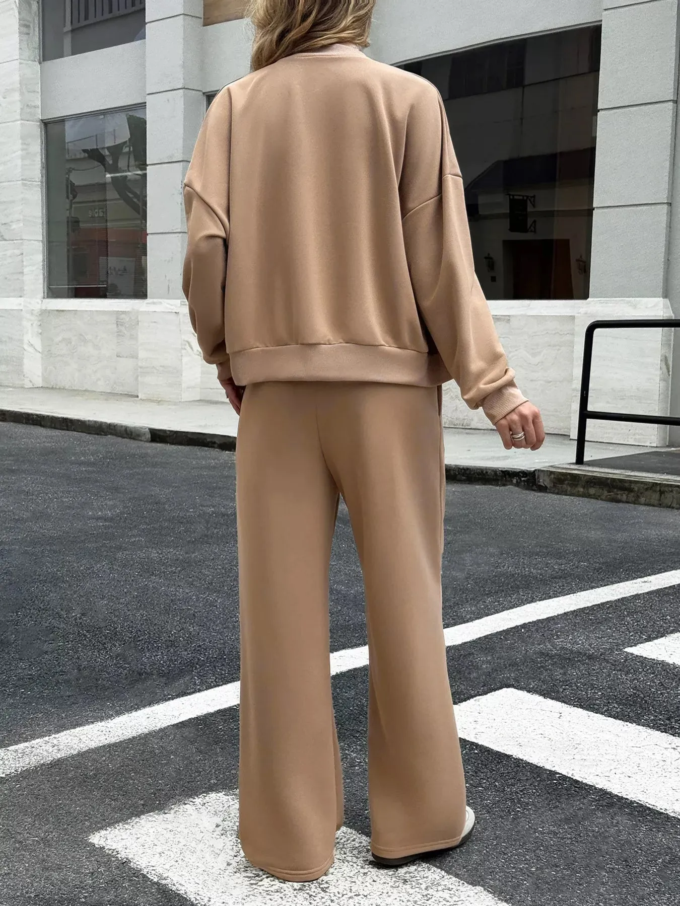 Zip Up Drop Shoulder Top and Pants Set sold by Charming Charlie product image thumbnail 3