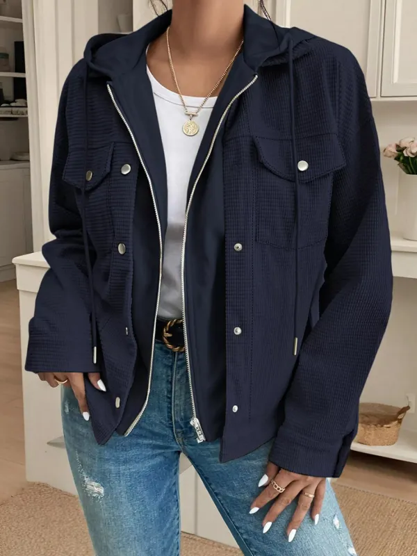 Hooded Waffle Knit Zip-Up Jacket sold by Charming Charlie