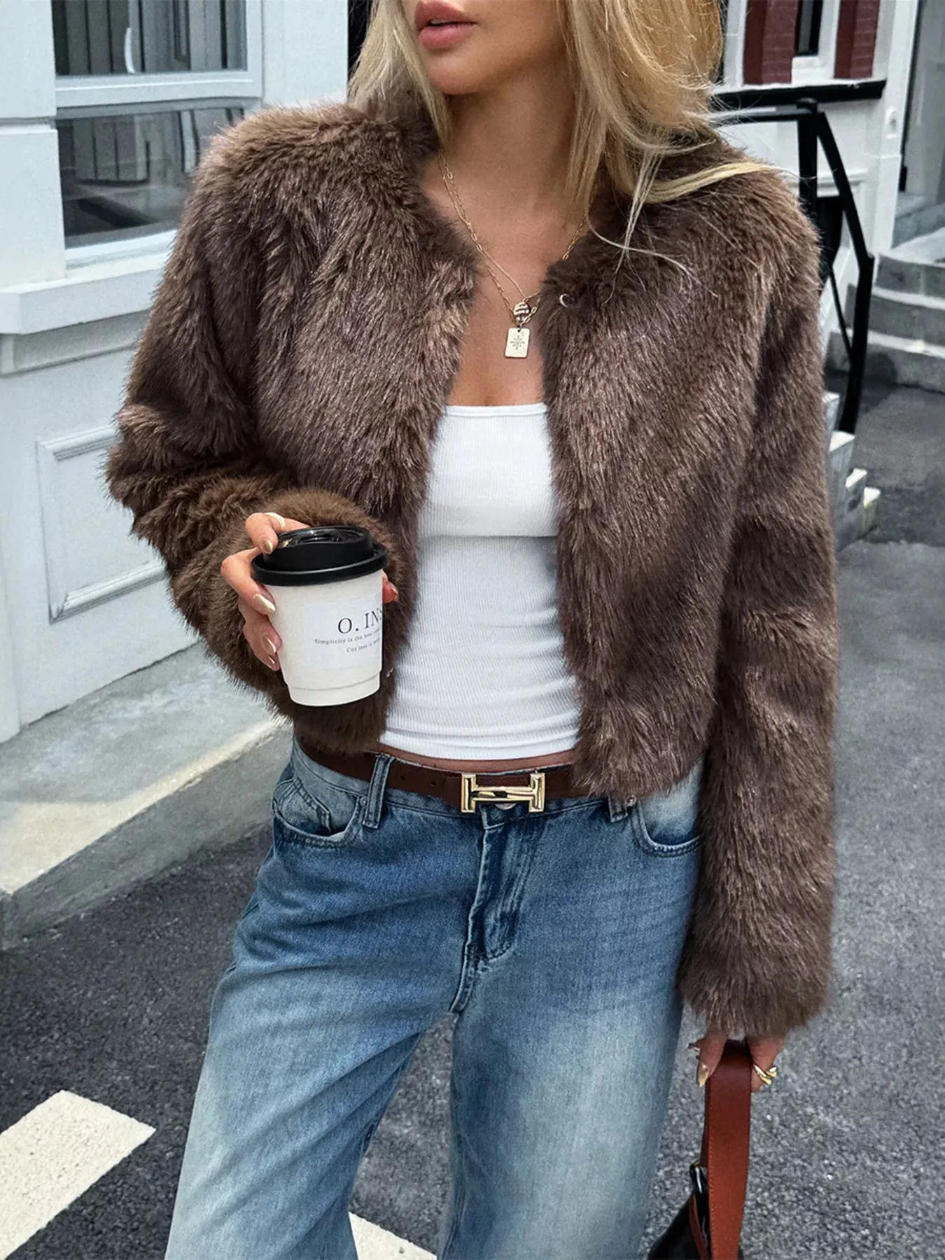 Faux Fur Cropped Outerwear sold by Charming Charlie