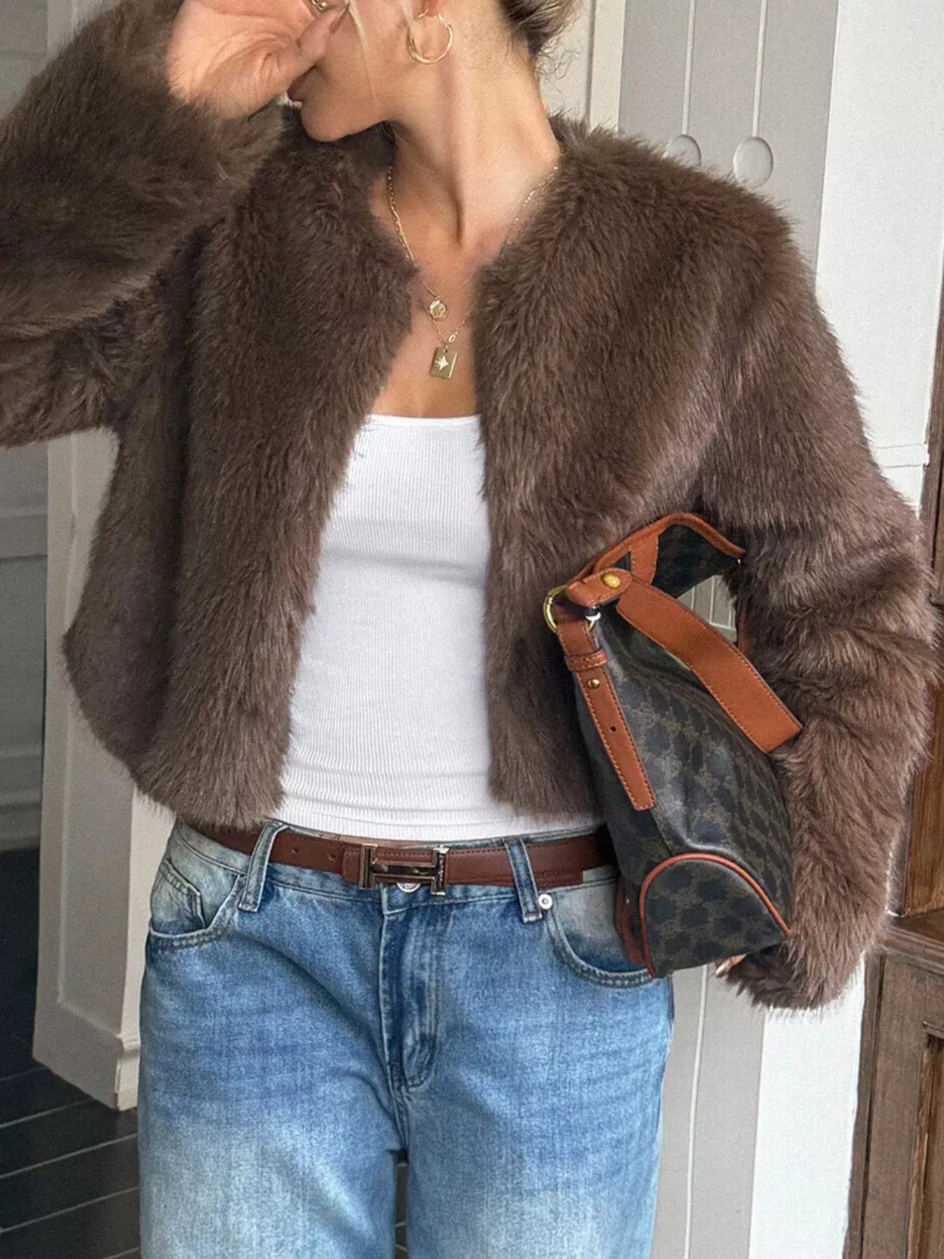 Faux Fur Cropped Outerwear sold by Charming Charlie product image thumbnail 3