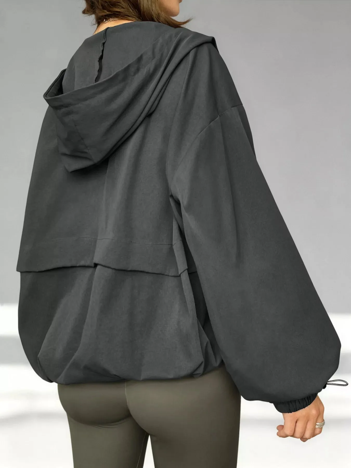 Drawstring Zip Up Hooded Jacket sold by Charming Charlie product image thumbnail 5