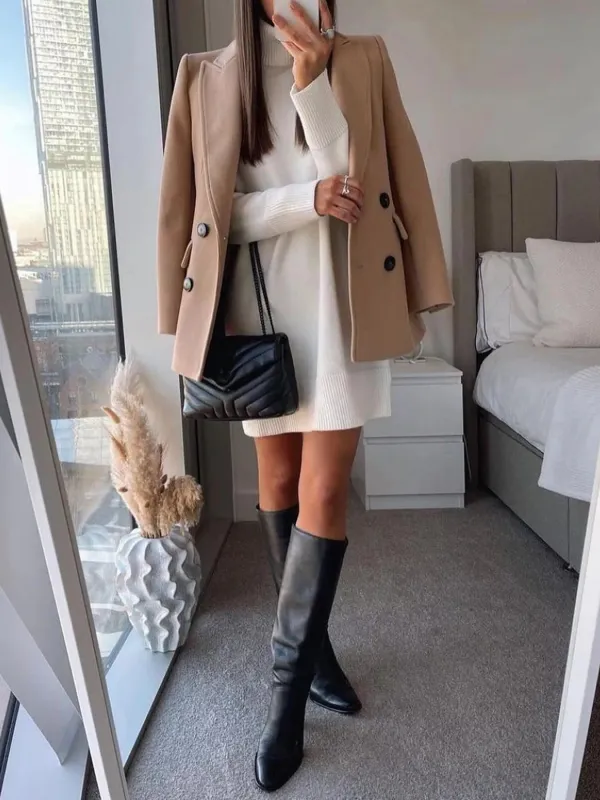 Lapel Collar Double-Breasted Blazer sold by Charming Charlie