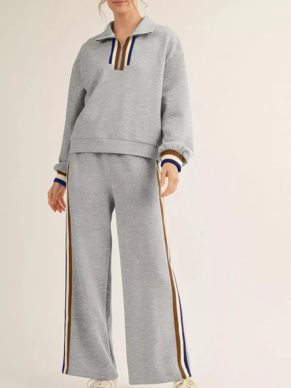 Casual Striped Trim Top and Pants Set sold by Charming Charlie