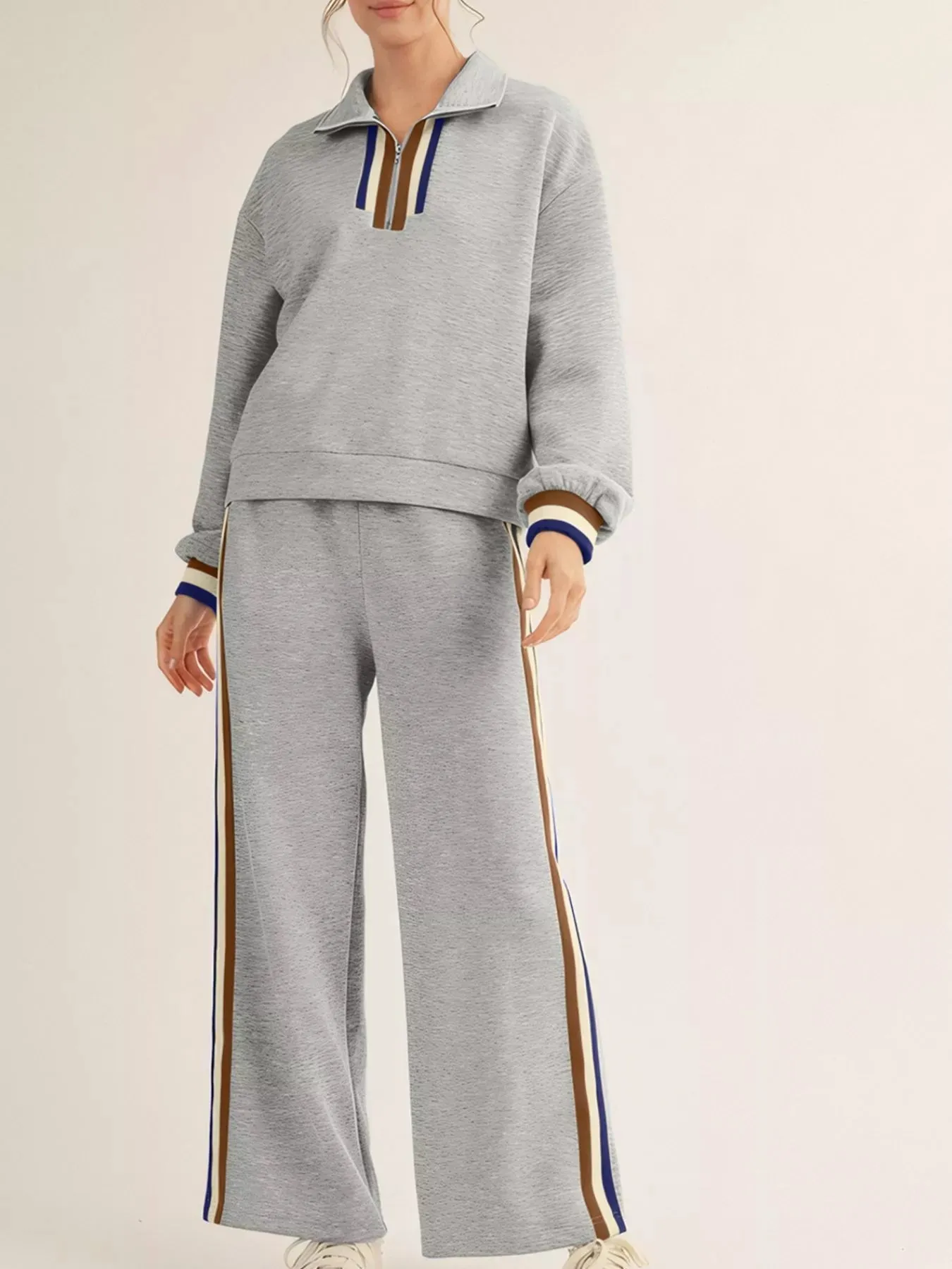 Casual Striped Trim Top and Pants Set sold by Charming Charlie