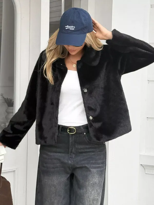 Faux Fur Button-Down Outerwear sold by Charming Charlie