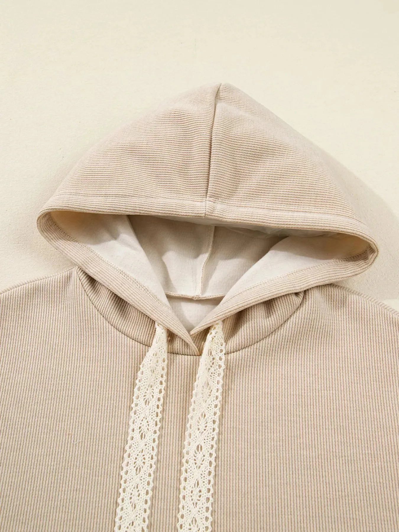 Lace Drawstring Hoodie and High Waist Pants Corduroy Suit sold by Charming Charlie product image thumbnail 4