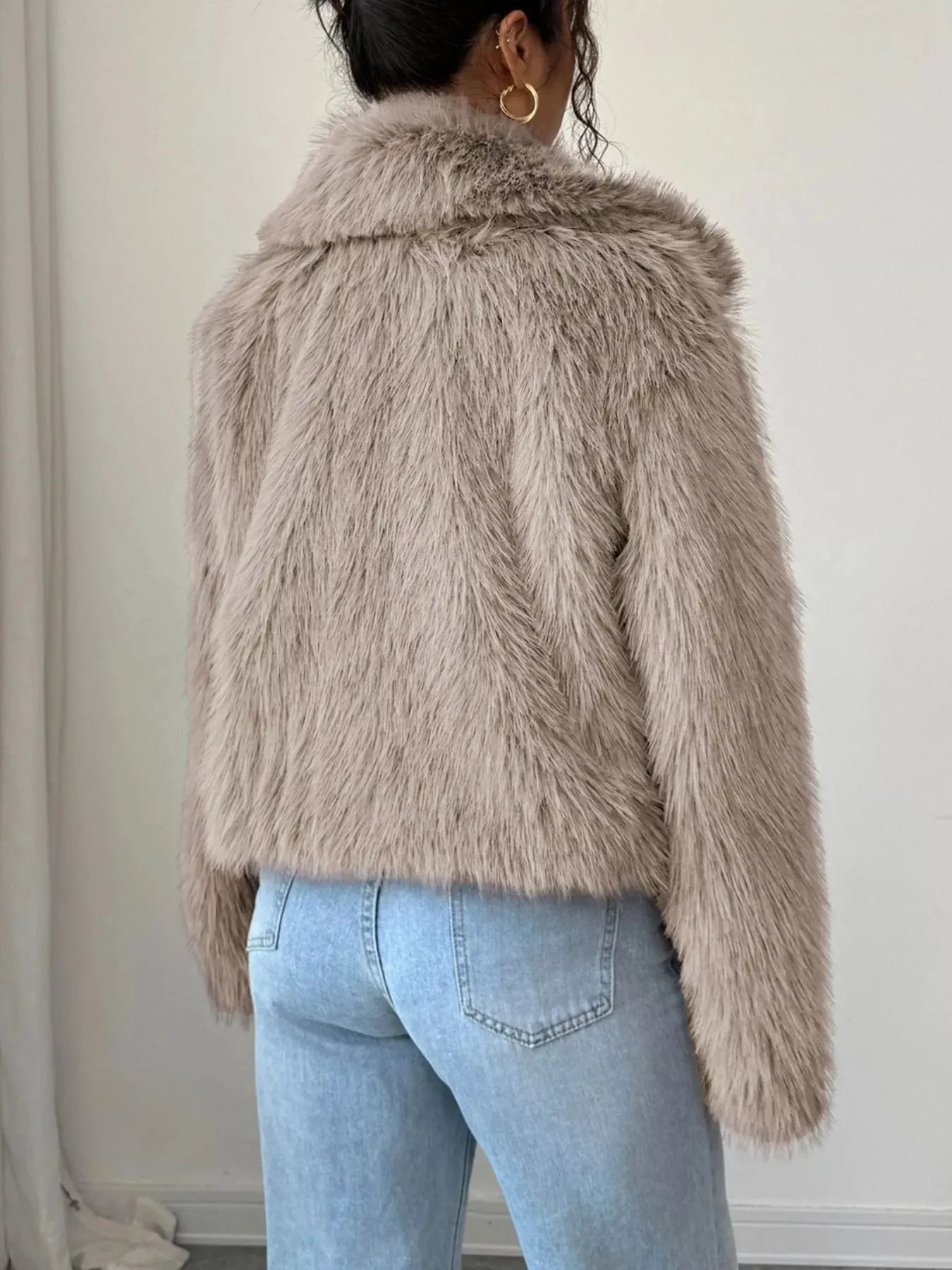 Fuzzy Zip Up Cropped Outerwear sold by Charming Charlie product image thumbnail 3