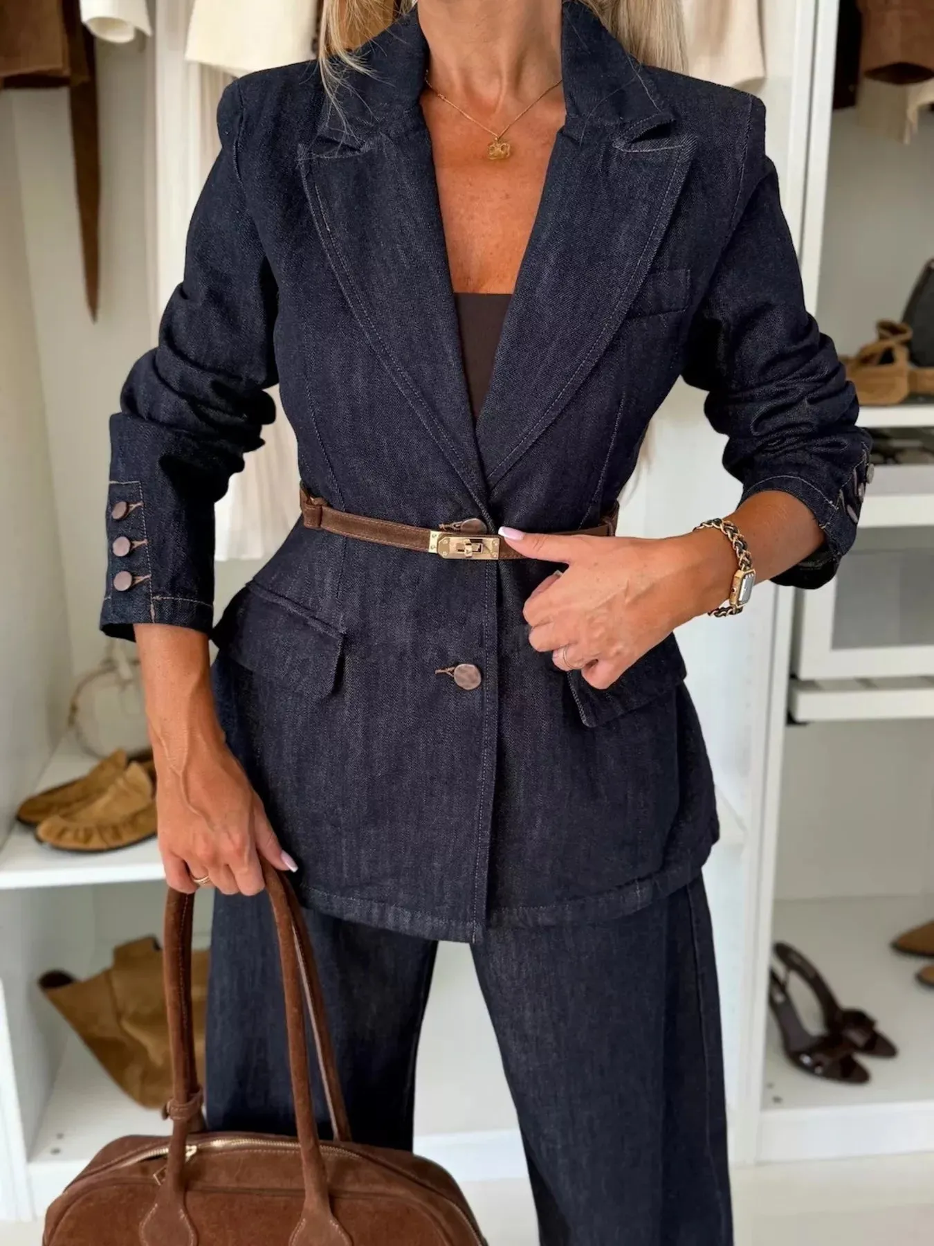 Single-Breasted Blazer and Jeans Denim Set sold by Charming Charlie product image thumbnail 5