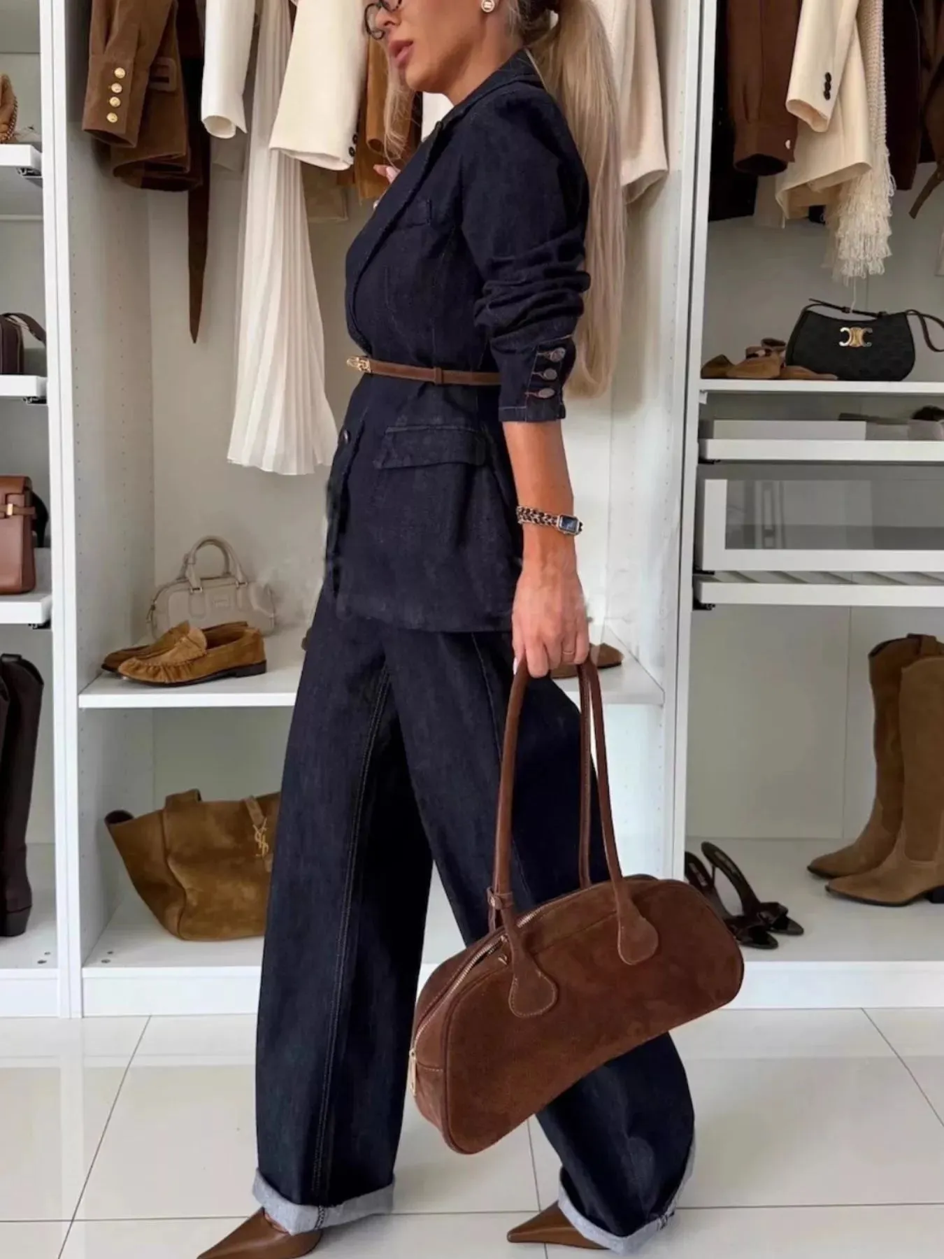 Single-Breasted Blazer and Jeans Denim Set sold by Charming Charlie product image thumbnail 3