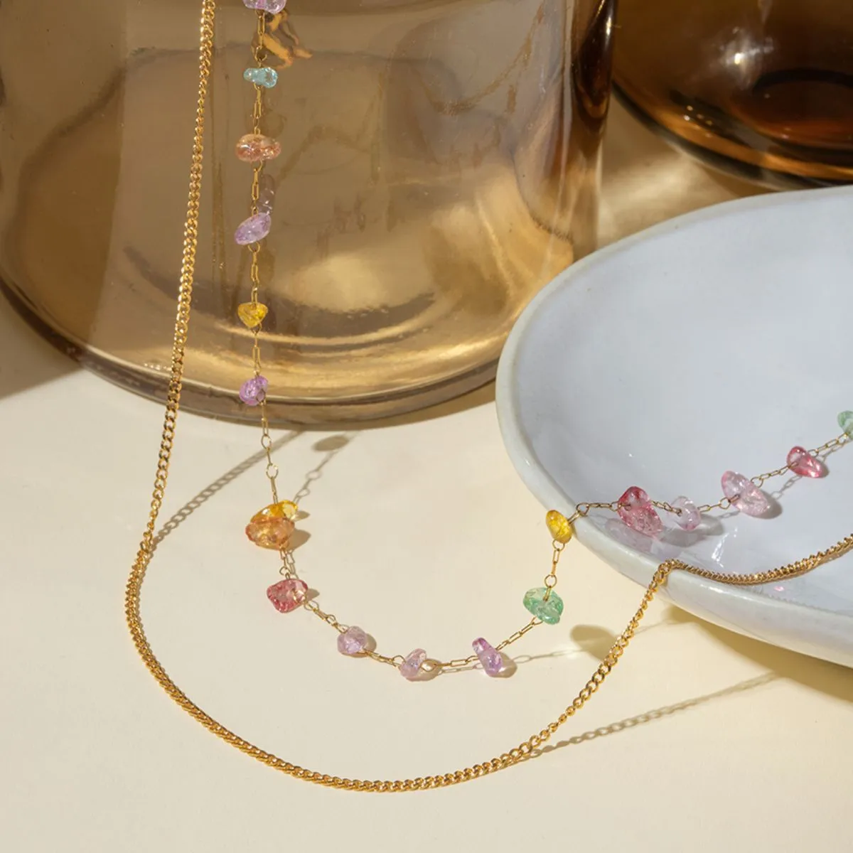 Contrast Natural Stone Stainless Steel Necklace sold by Charming Charlie product image thumbnail 5