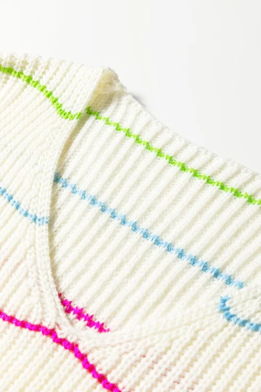 Stripe V-Neck Drop Shoulder Sweater sold by Charming Charlie product image thumbnail 4