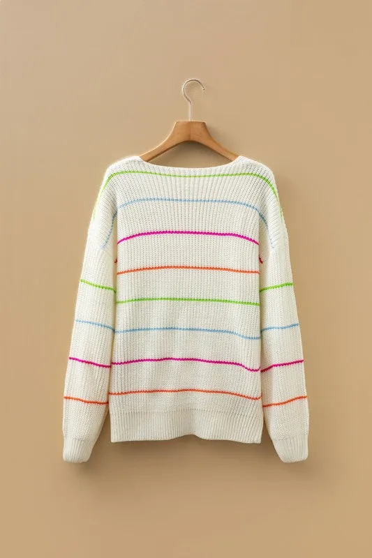 Stripe V-Neck Drop Shoulder Sweater sold by Charming Charlie product image thumbnail 3