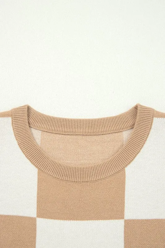 Checker Short Sleeve Drop Shoulder Sweater sold by Charming Charlie product image thumbnail 4