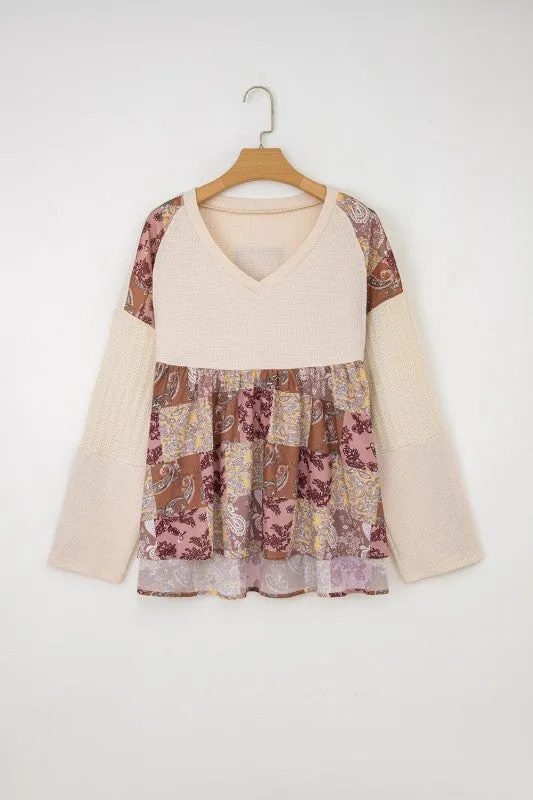 Boho Paisley Patchwork Long Sleeve Top sold by Charming Charlie product image thumbnail 3