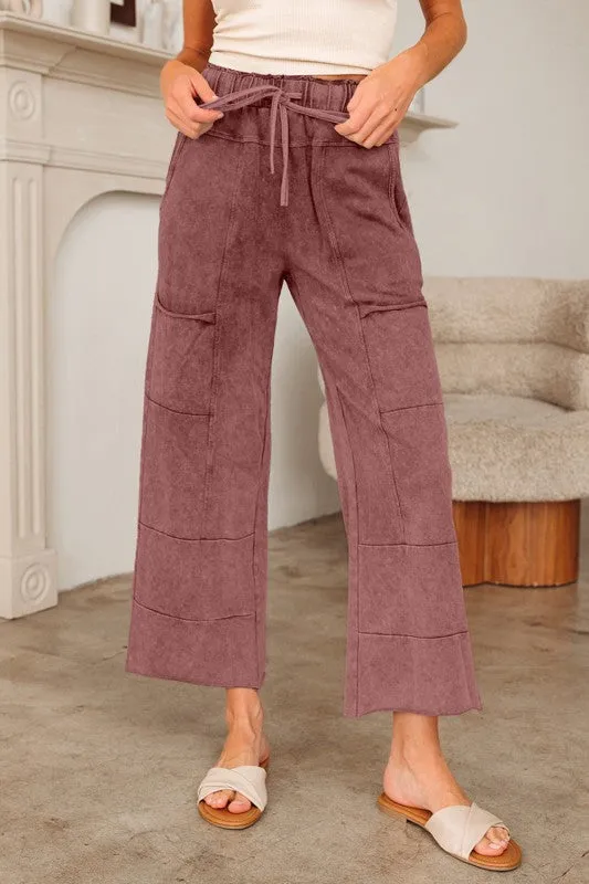 Mineral Wash High Waist Raw Hem Pants sold by Charming Charlie