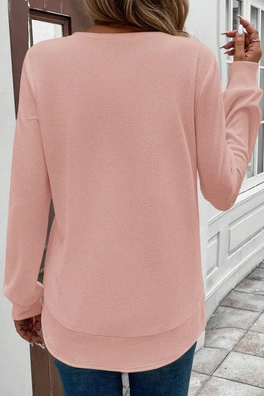 Solid Waffle Knit Long Sleeve Top sold by Charming Charlie product image thumbnail 2
