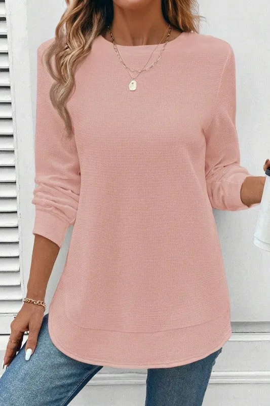 Solid Waffle Knit Long Sleeve Top sold by Charming Charlie product image thumbnail 4