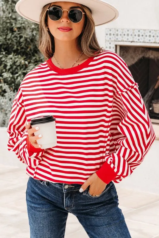 Stripe Reverse Seam Drop Shoulder Top sold by Charming Charlie product image thumbnail 2