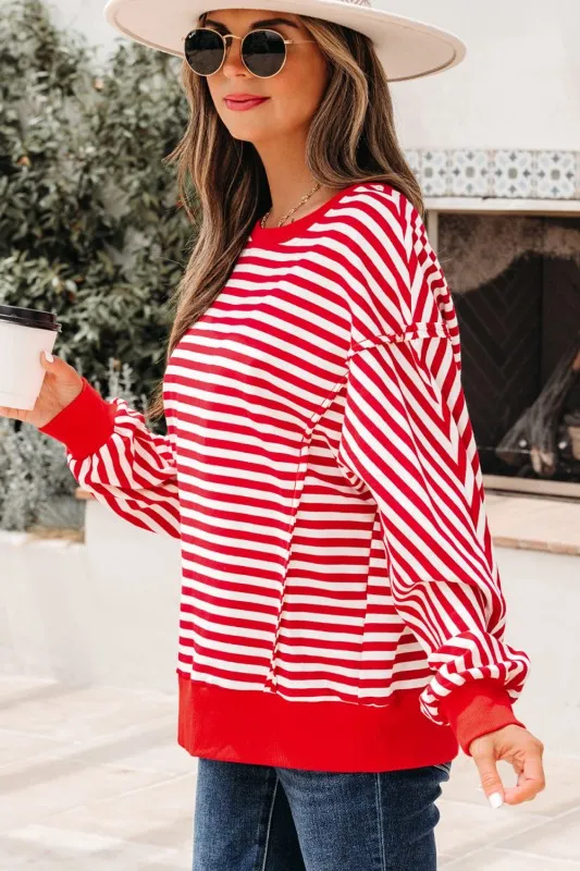Stripe Reverse Seam Drop Shoulder Top sold by Charming Charlie product image thumbnail 4