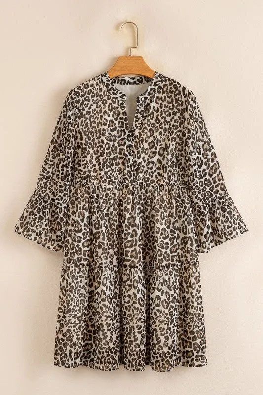 Leopard 3/4 Sleeve V-Neck Dress sold by Charming Charlie