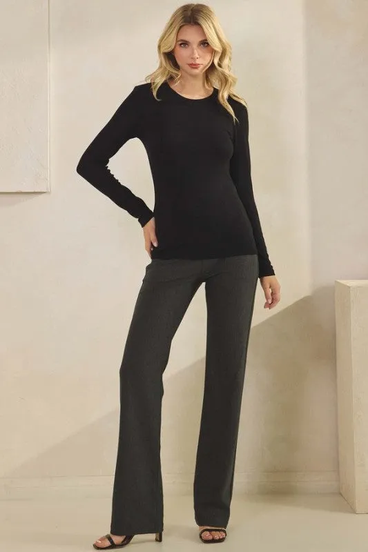 Pure Comfort Viscose Ribbed Long Sleeve Top sold by Charming Charlie product image thumbnail 5