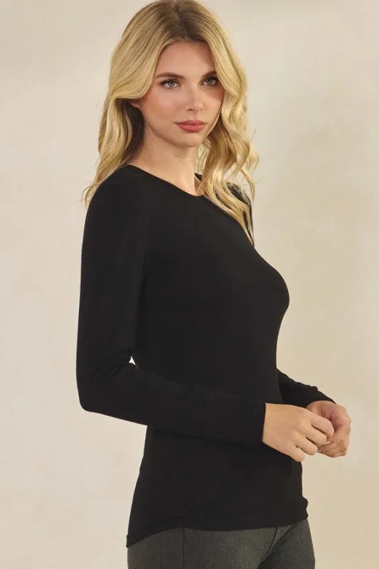 Pure Comfort Viscose Ribbed Long Sleeve Top sold by Charming Charlie product image thumbnail 2
