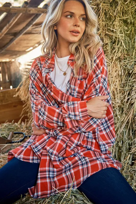 The Fireside Crush Plaid Button Down sold by Charming Charlie