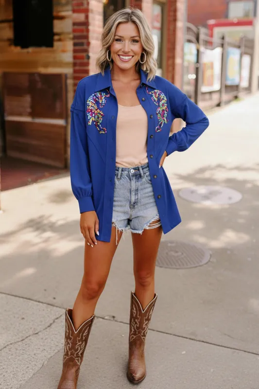 Roaring Good Times Button Down Top sold by Charming Charlie