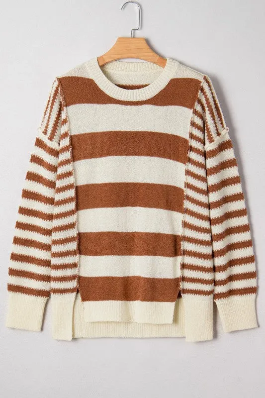 Stripe Patchwork Drop Shoulder Sleeve Sweater sold by Charming Charlie