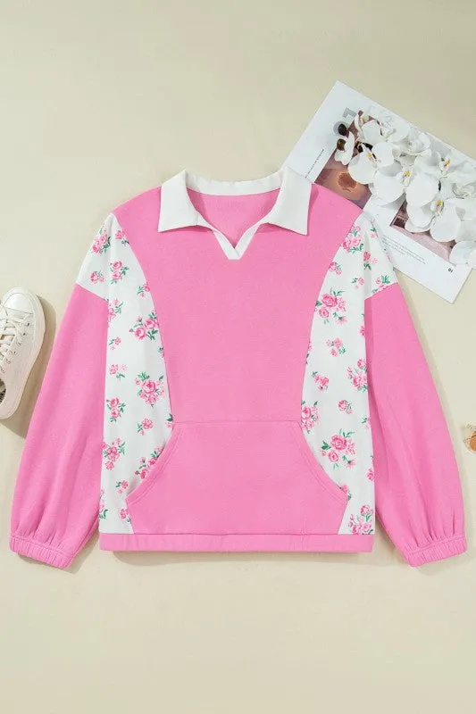 Plus Size Floral Patchwork Elastic Cuff Top sold by Charming Charlie product image thumbnail 2