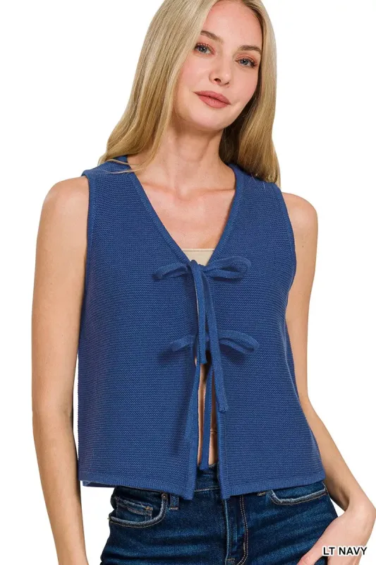 Zenana Tie Front Sweater Vest sold by Charming Charlie