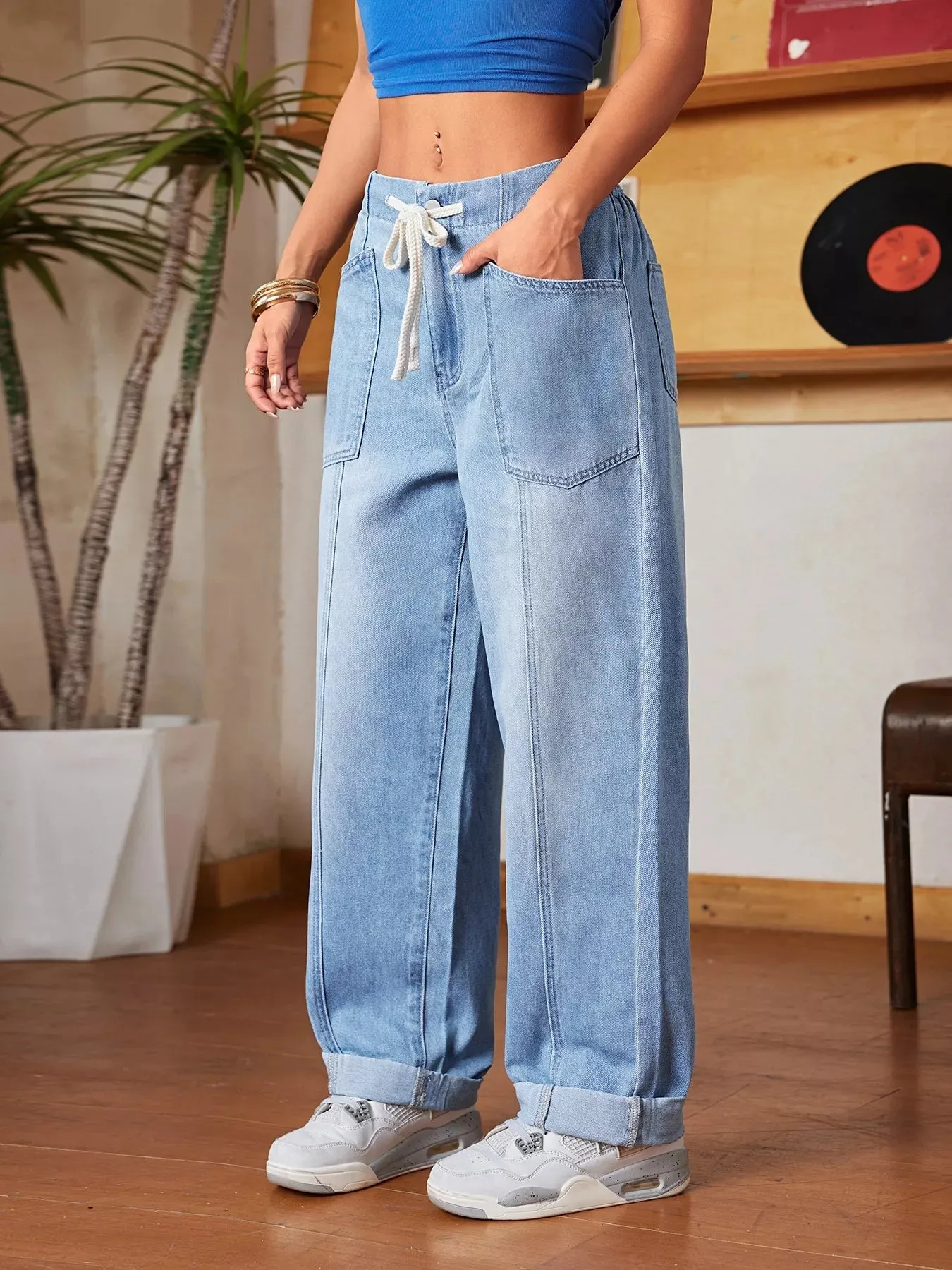 Drawstring Wide Leg Jeans sold by Charming Charlie product image thumbnail 4