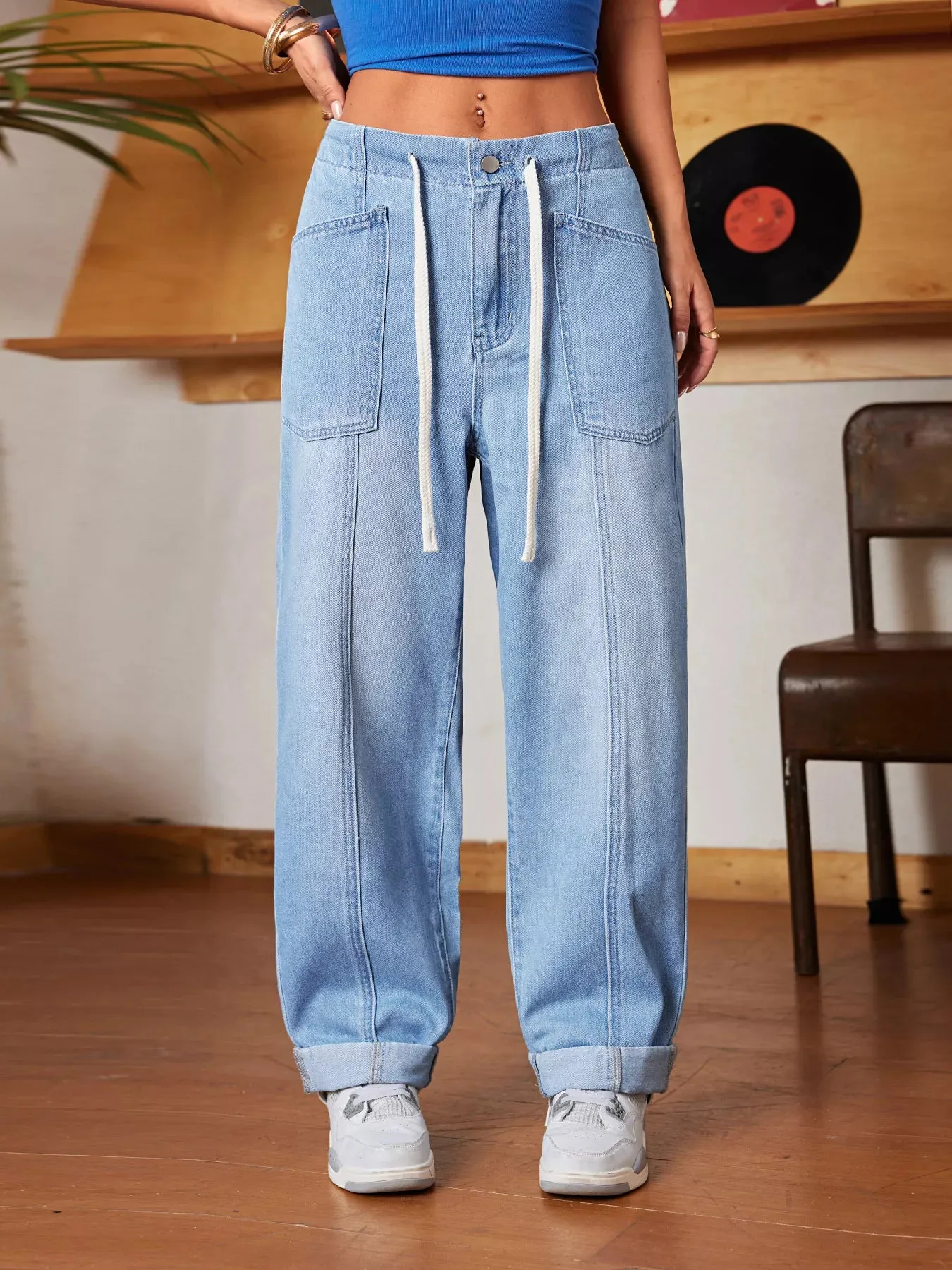 Drawstring Wide Leg Jeans sold by Charming Charlie