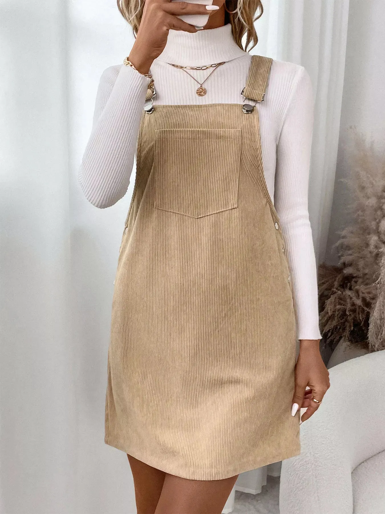 Casual Corduroy Overall Dress sold by Charming Charlie product image thumbnail 5