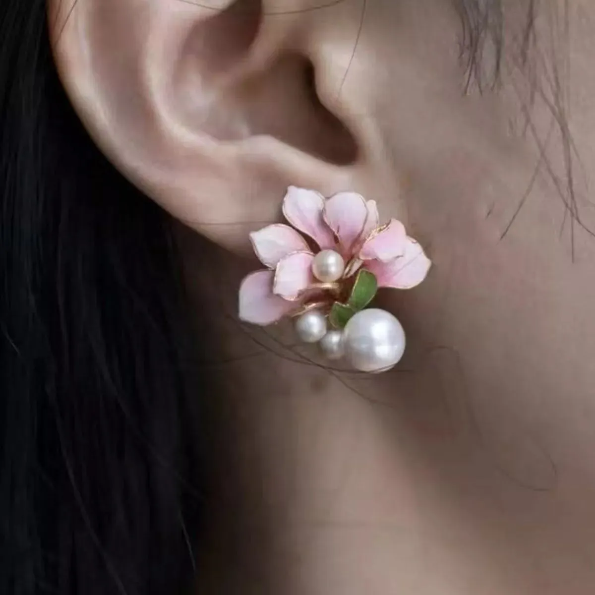 Flower Pearl Stud Earrings sold by Charming Charlie product image thumbnail 2