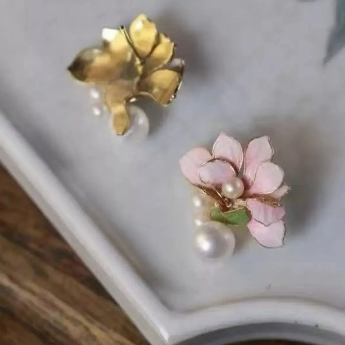 Flower Pearl Stud Earrings sold by Charming Charlie product image thumbnail 3