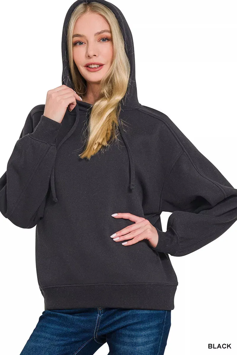 Zenana Drawstring Relaxed Fit Fleece Hoodie sold by Charming Charlie product image thumbnail 2
